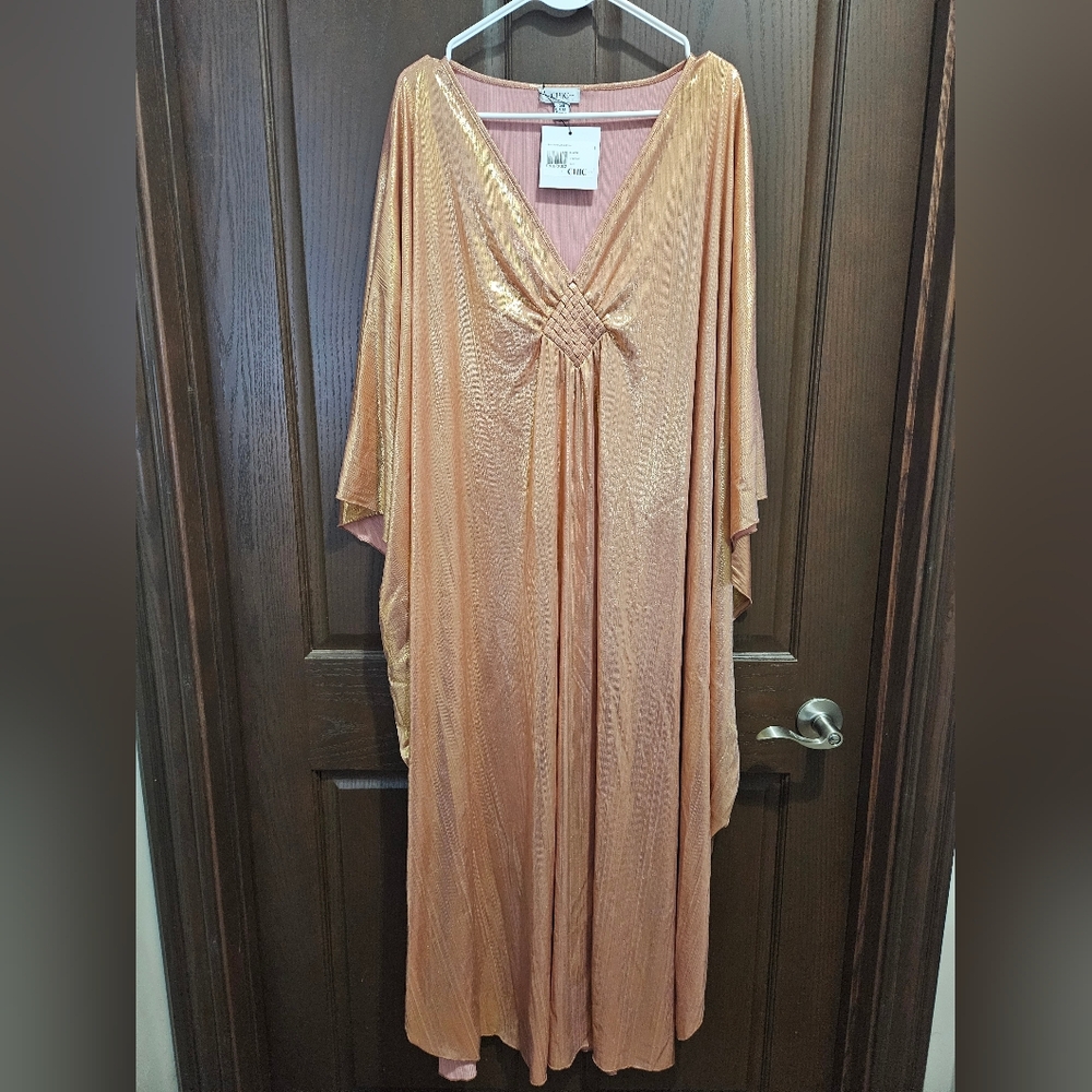 Shimmering Pink Gold Kaftan Dress One Size